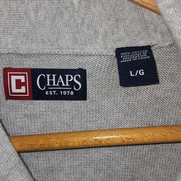 Chaps Grandpa Full Buttoned Collared Pocketed Long Sleeve Sz. L Sweater Cardigan - Picture 4 of 14